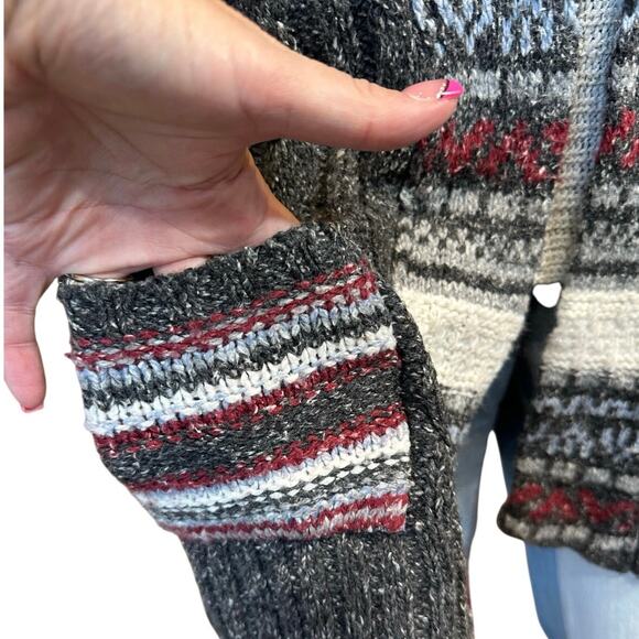 VTG Grandmacore Size Large Open Front Vest Cardigan Cable Knit Sweater Pockets - Picture 2 of 15